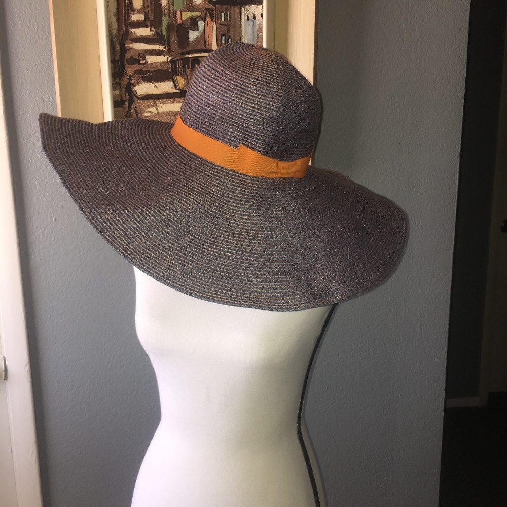 Anthropologie Woven Blue & Peach Hat